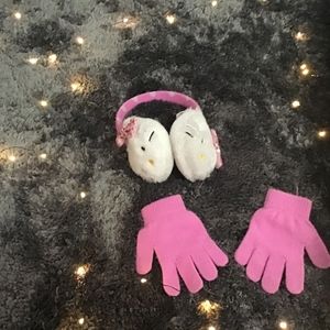Hello Kitty gloves and earmuffs